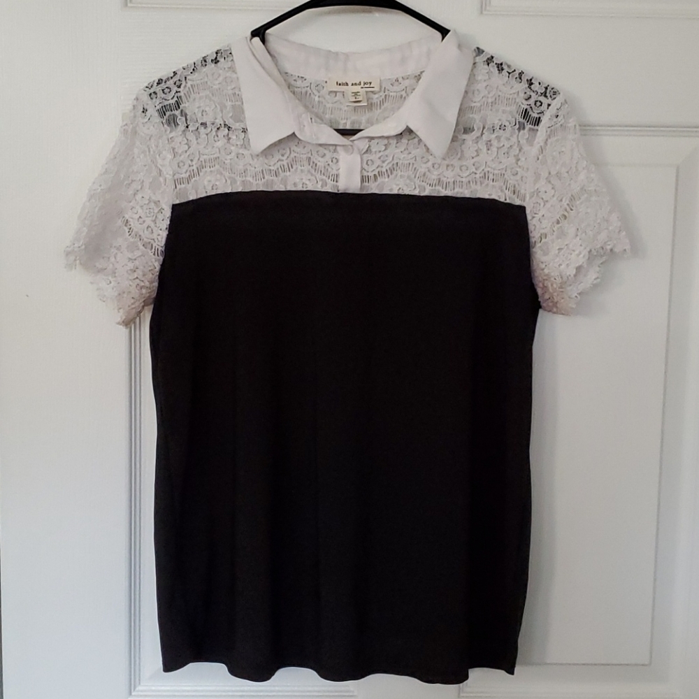 Faith & Joy Lace Collared Top